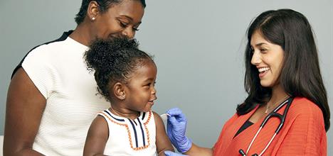 Small child getting vaccinated