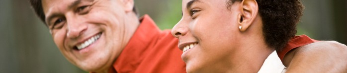 a close-up of a man and a woman